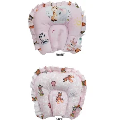 Baby Moo Animal Kingdom Soft Velvet U Pillow, 2 Side Bolsters Mattress Set - Pink