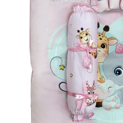 Baby Moo Animal Kingdom Soft Velvet U Pillow, 2 Side Bolsters Mattress Set - Pink