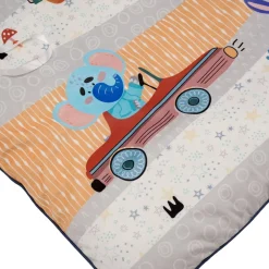 Baby Moo Animal Safari Soft Velvet U Pillow, 2 Side Bolsters Mattress Set - Yellow