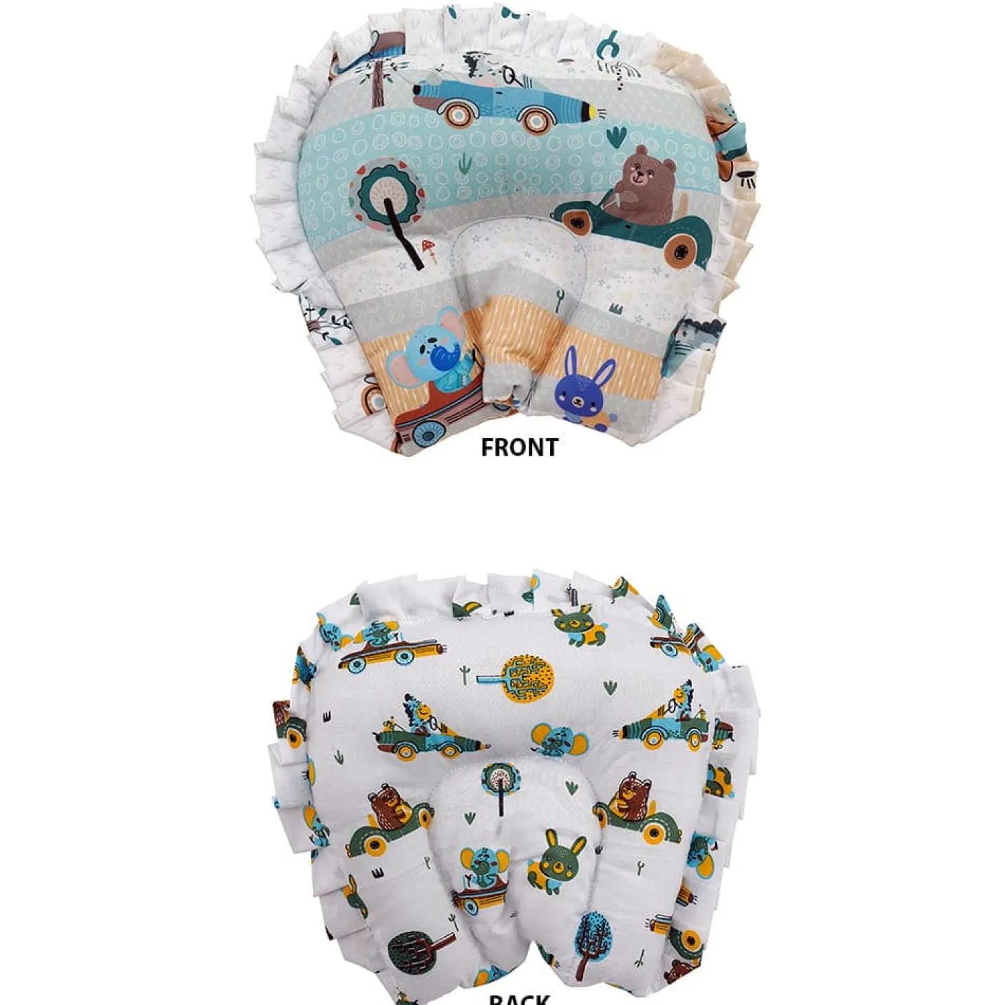 Baby Moo Animal Safari Soft Velvet U Pillow, 2 Side Bolsters Mattress Set - Yellow