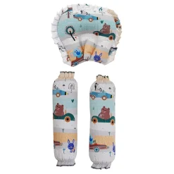 Baby Moo Animal Safari Soft Velvet U Pillow, 2 Side Bolsters Mattress Set - Yellow