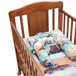 Baby Moo Animal Safari Soft Velvet U Pillow, 2 Side Bolsters Mattress Set - Yellow