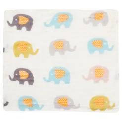 Baby Moo Animal Soft And Absorbent Muslin Napkins Set of 5 Wash Cloth - White
