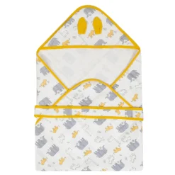 Baby Moo Animal Tale Soft Warm Hooded Wrapper - Mustard