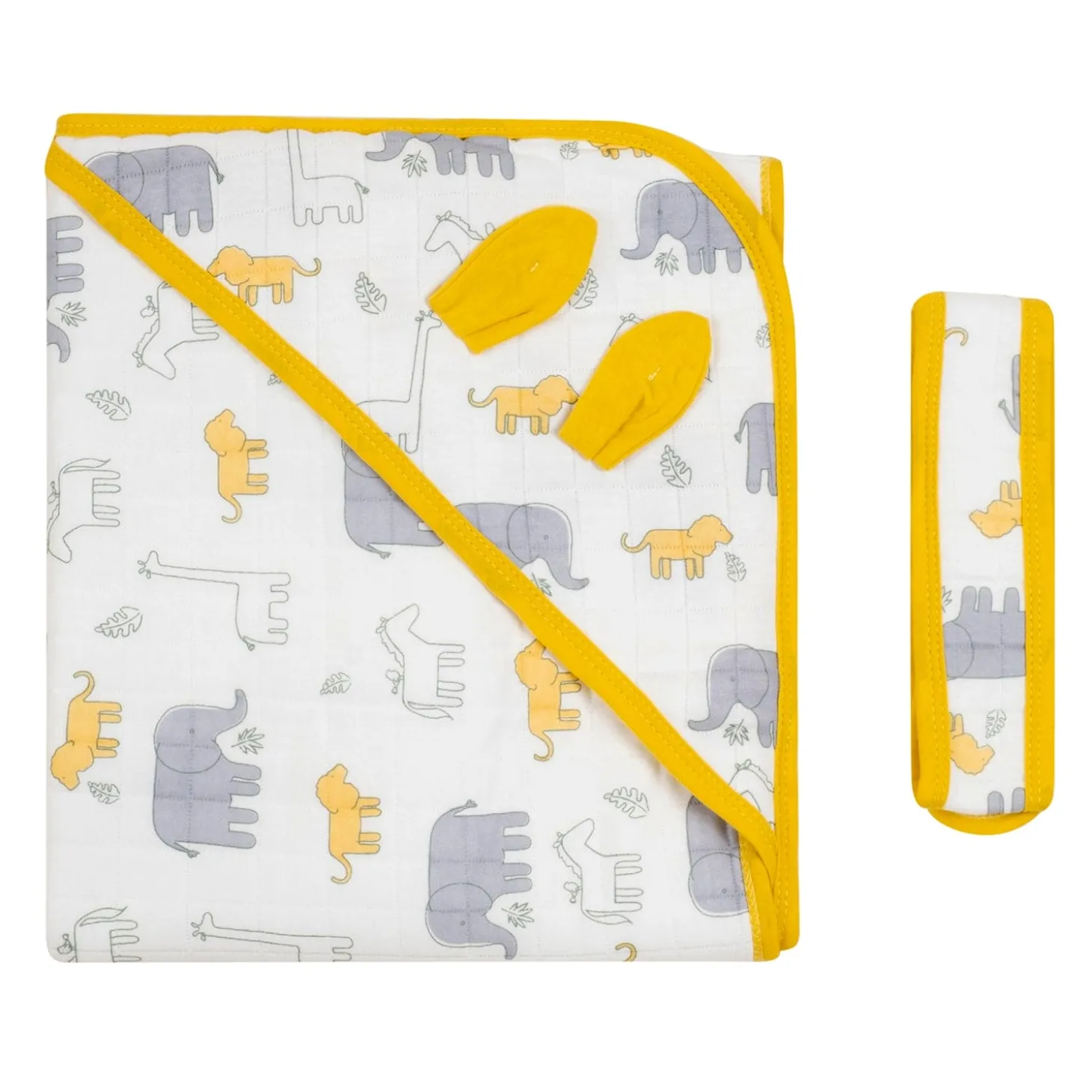 Baby Moo Animal Tale Soft Warm Hooded Wrapper - Mustard