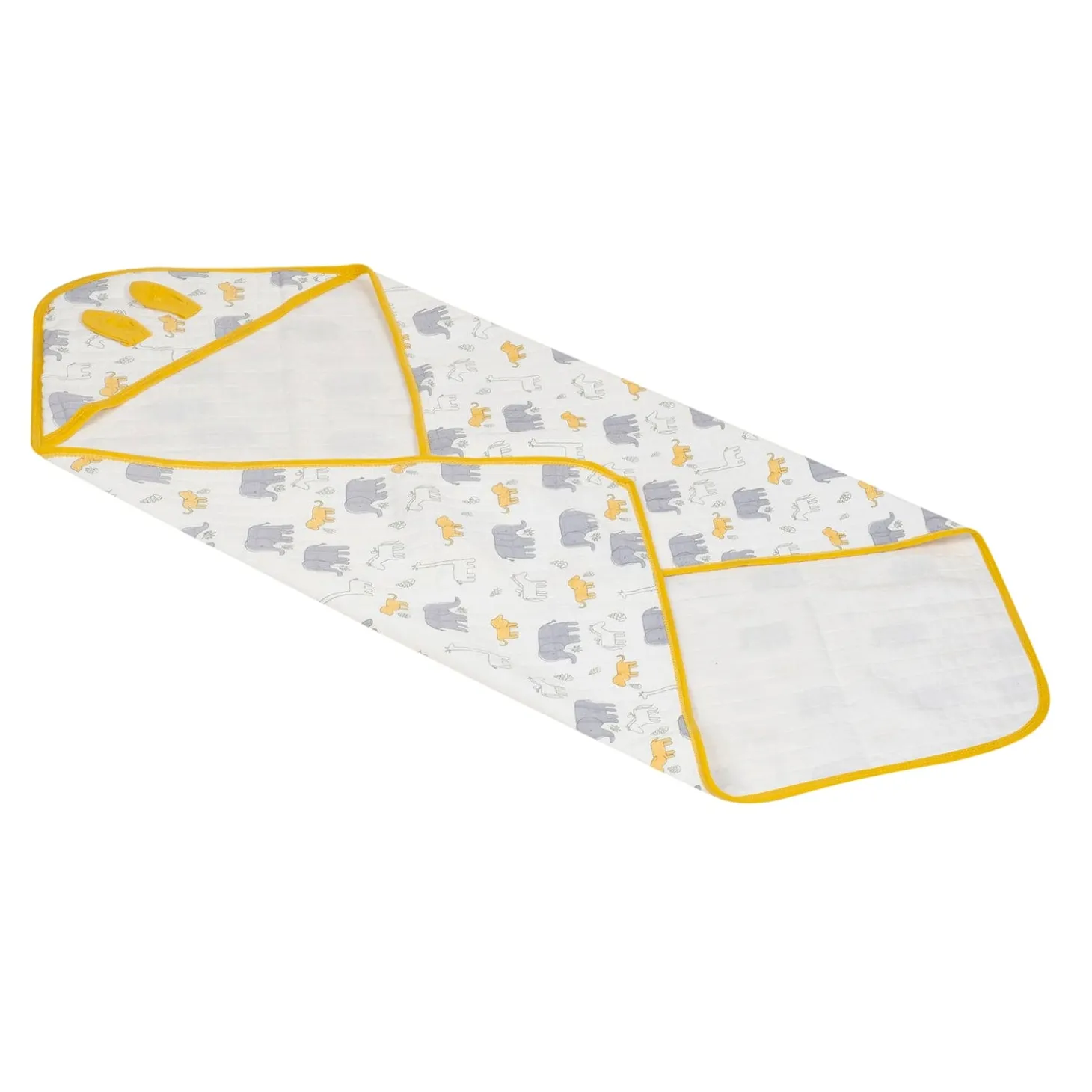 Baby Moo Animal Tale Soft Warm Hooded Wrapper - Mustard
