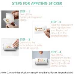 Baby Moo Animals Personalised Name Self Adhesive Transparent Embossed Stickers, 3D Labels 10 Pcs Stationery Set for Children - Multicolour