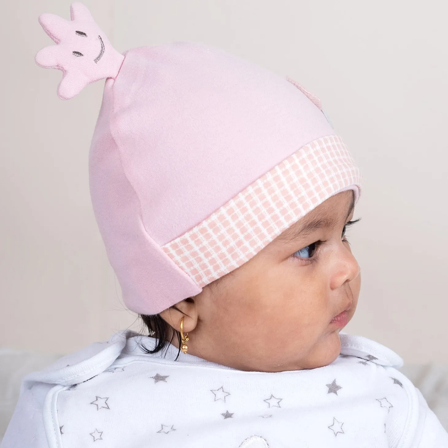 Baby Moo Antler All Season Stretchable Hosiery Warm 3D Beanie Cap - Pink