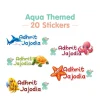 Baby Moo Aqua Personalised Name Self Adhesive Transparent Embossed Stickers, 3D Labels 20 Pcs Stationery Set for Children - Blue