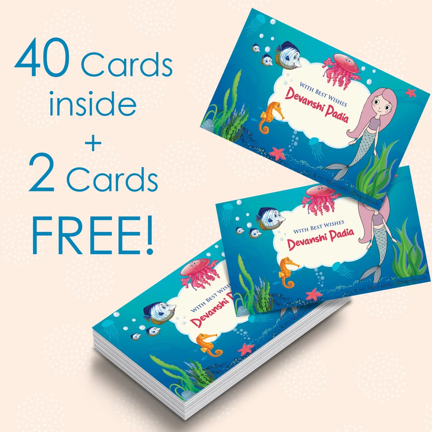 Baby Moo Aqua World 40 Gift Card Pack Personalised Wish Tags - Blue