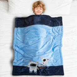 Baby Moo Astronaut Plush Cotton All Season Nursery Blanket - Blue
