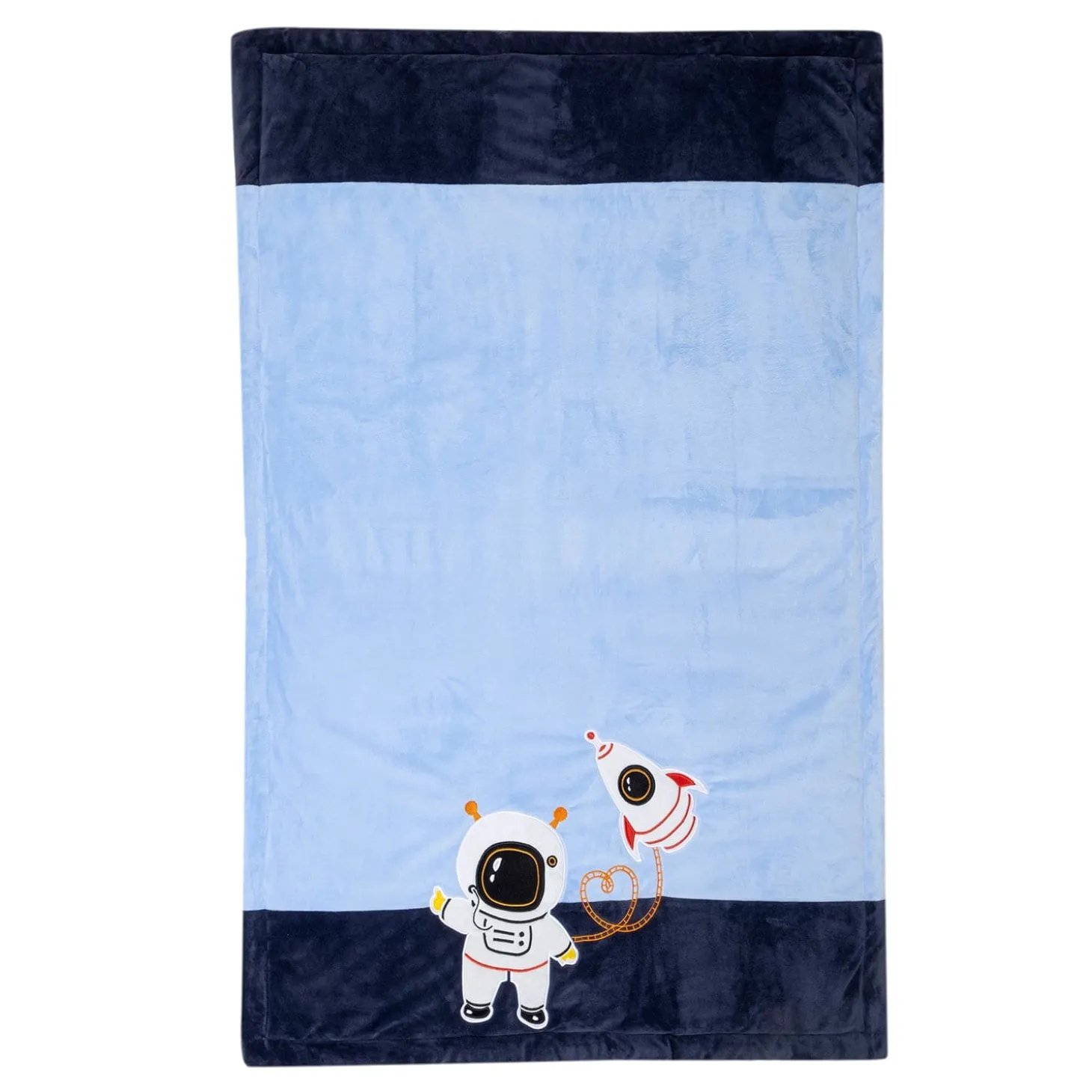 Baby Moo Astronaut Plush Cotton All Season Nursery Blanket - Blue