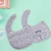 Baby Moo Bear Hug Cotton 2 Pack Buttoned Feeding Bibs - Grey