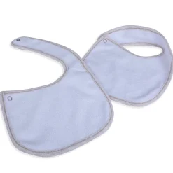 Baby Moo Bear Hug Cotton 2 Pack Buttoned Feeding Bibs - Grey