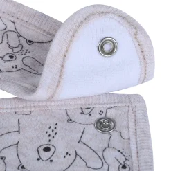 Baby Moo Bear Hug Cotton 2 Pack Buttoned Feeding Bibs - Grey