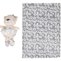 Baby Moo Bear Snuggle Buddy Soft Rattle and Plush Blanket Gift Toy Blanket - Grey