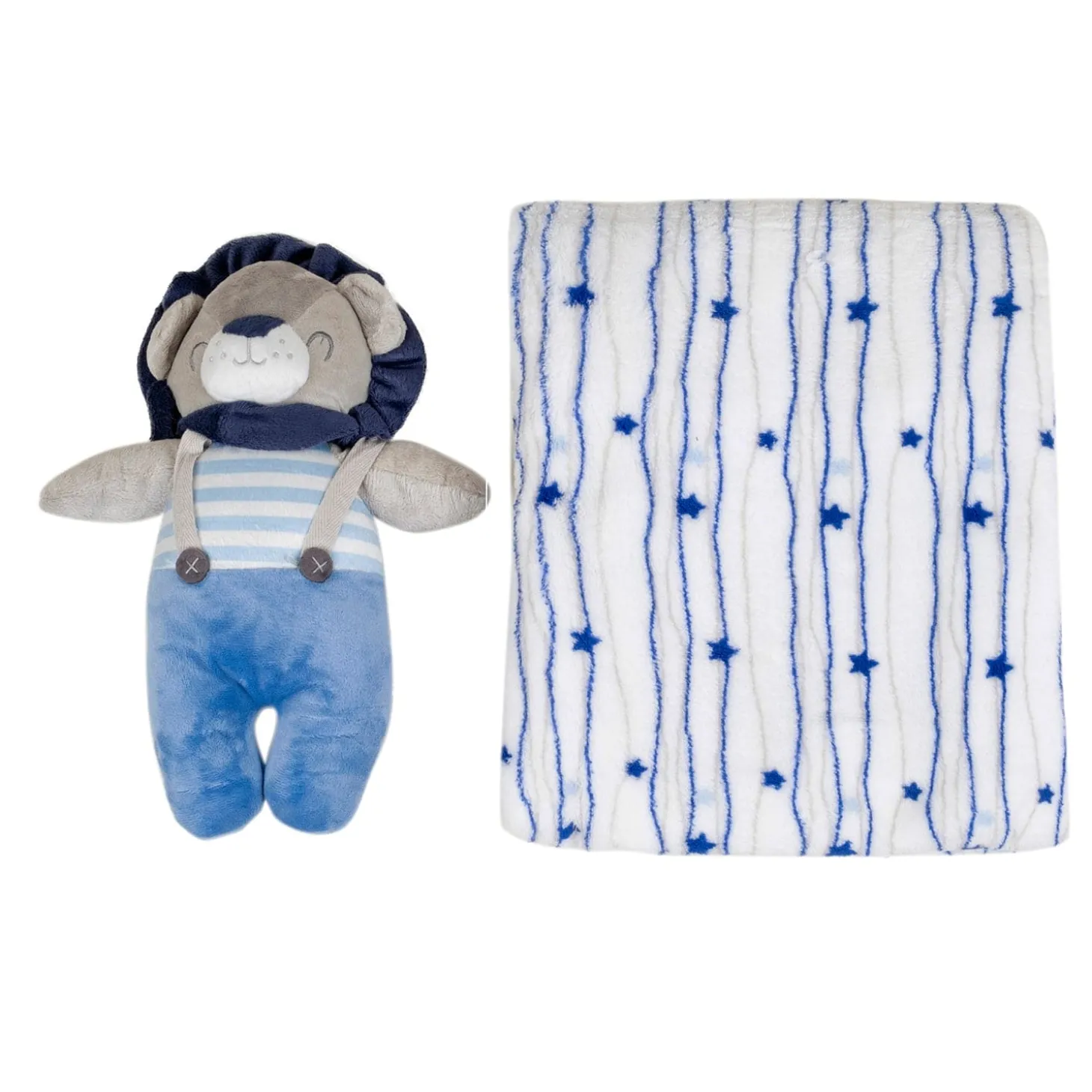 Baby Moo Bear Snuggle Buddy Soft Rattle and Plush Blanket Gift Toy Blanket - Blue