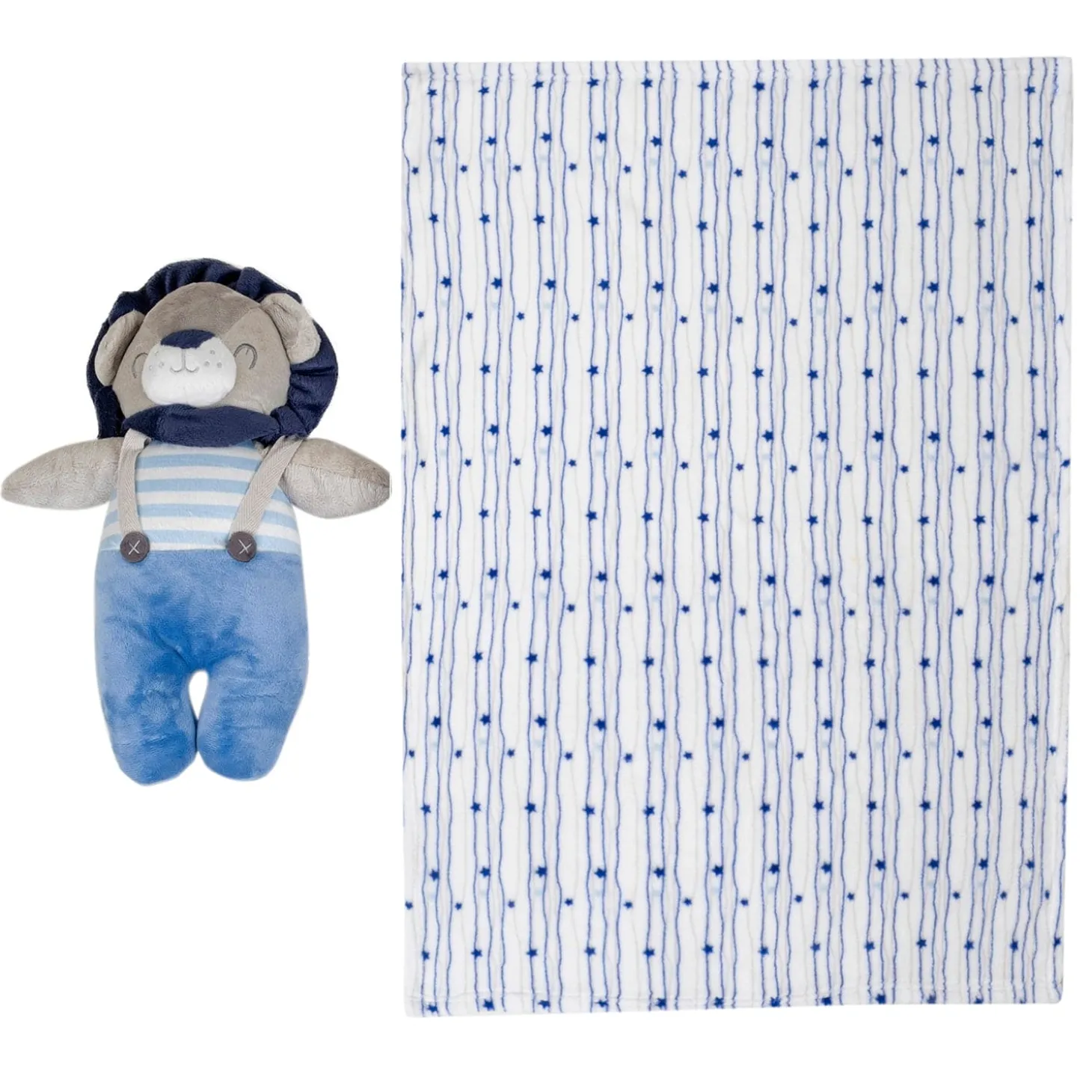 Baby Moo Bear Snuggle Buddy Soft Rattle and Plush Blanket Gift Toy Blanket - Blue