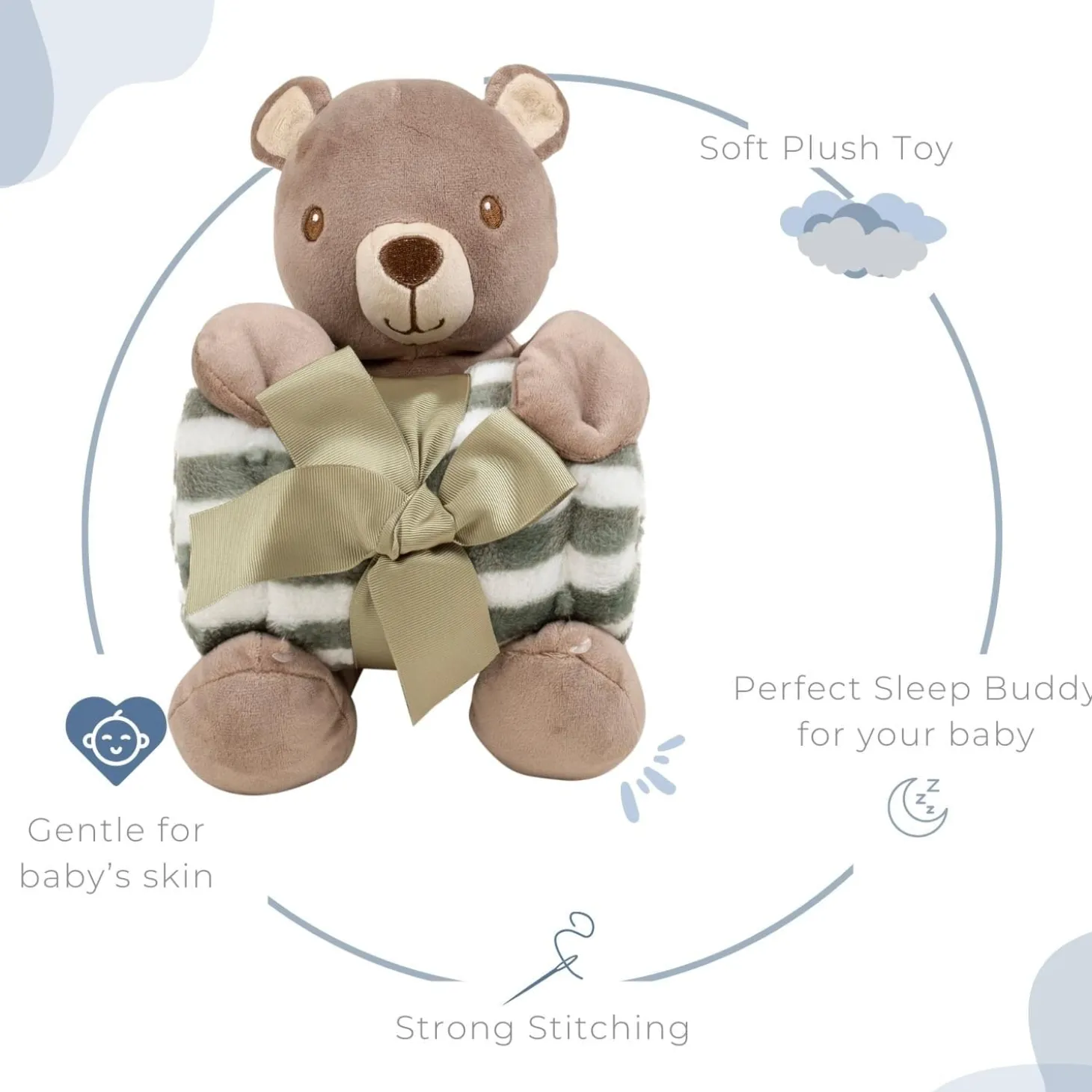 Baby Moo Bear Snuggle Buddy Soft Rattle and Plush Blanket Gift Toy Blanket - Brown