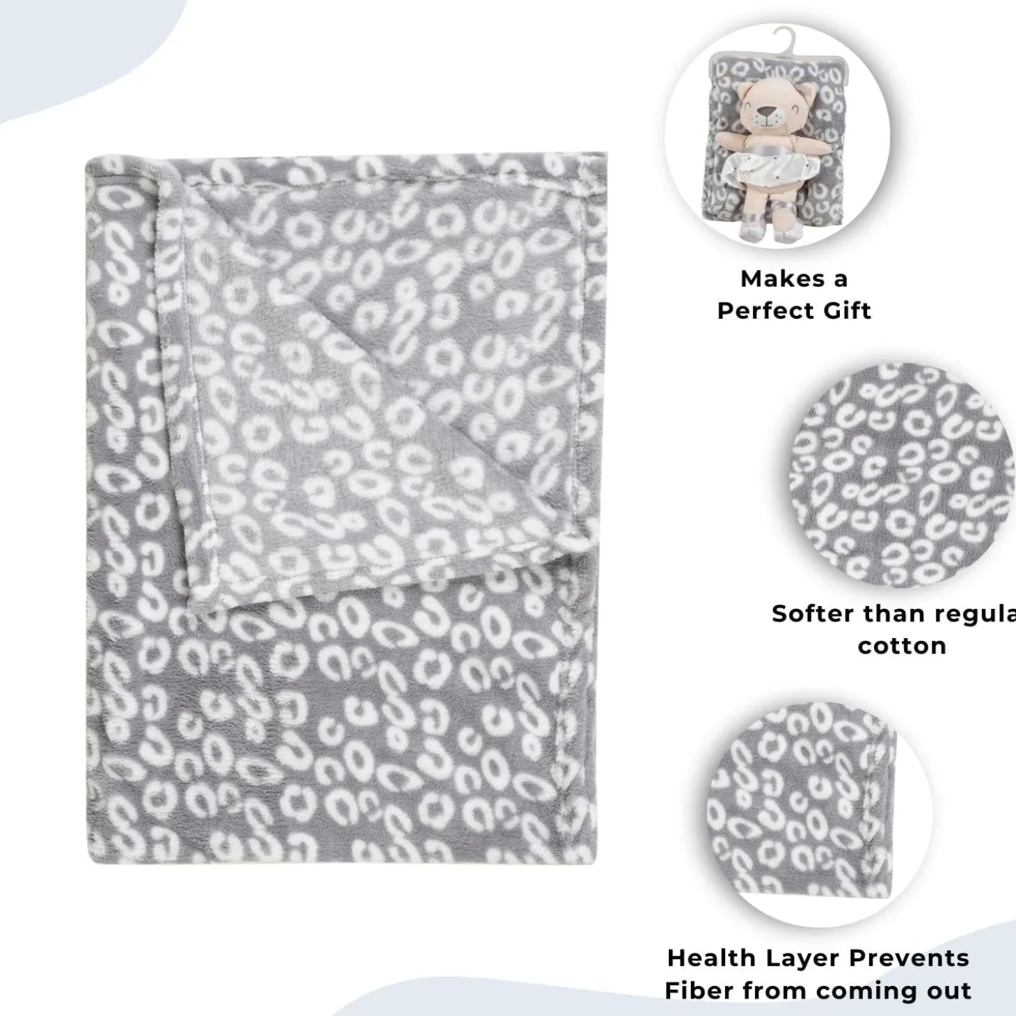 Baby Moo Bear Snuggle Buddy Soft Rattle and Plush Blanket Gift Toy Blanket - Grey