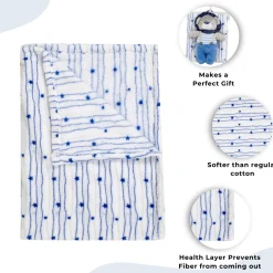 Baby Moo Bear Snuggle Buddy Soft Rattle and Plush Blanket Gift Toy Blanket - Blue