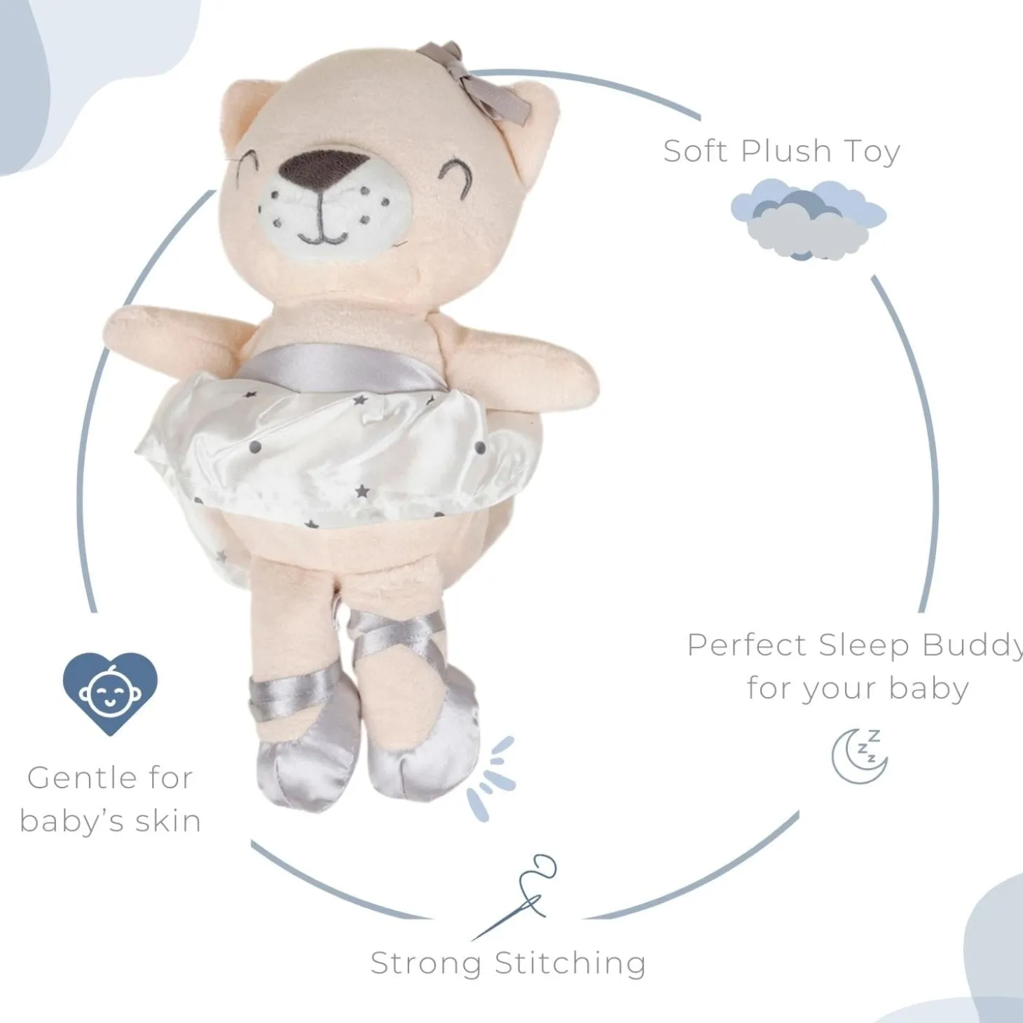 Baby Moo Bear Snuggle Buddy Soft Rattle and Plush Blanket Gift Toy Blanket - Grey