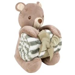 Baby Moo Bear Snuggle Buddy Soft Rattle and Plush Blanket Gift Toy Blanket - Brown