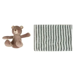 Baby Moo Bear Snuggle Buddy Soft Rattle and Plush Blanket Gift Toy Blanket - Brown
