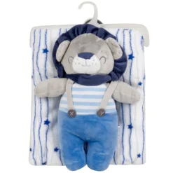 Baby Moo Bear Snuggle Buddy Soft Rattle and Plush Blanket Gift Toy Blanket - Blue