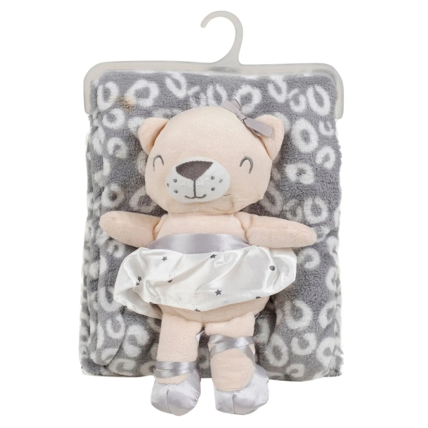 Baby Moo Bear Snuggle Buddy Soft Rattle and Plush Blanket Gift Toy Blanket - Grey