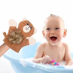 Baby Moo BFF Bear Bath Time Fun Hand Puppet Loofah Bath Glove - Brown