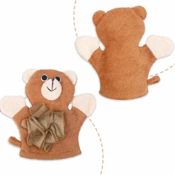 Baby Moo BFF Bear Bath Time Fun Hand Puppet Loofah Bath Glove - Brown
