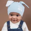 Baby Moo Big Bunny Ears All Season Stretchable Hosiery Warm 3D Beanie Cap - Blue
