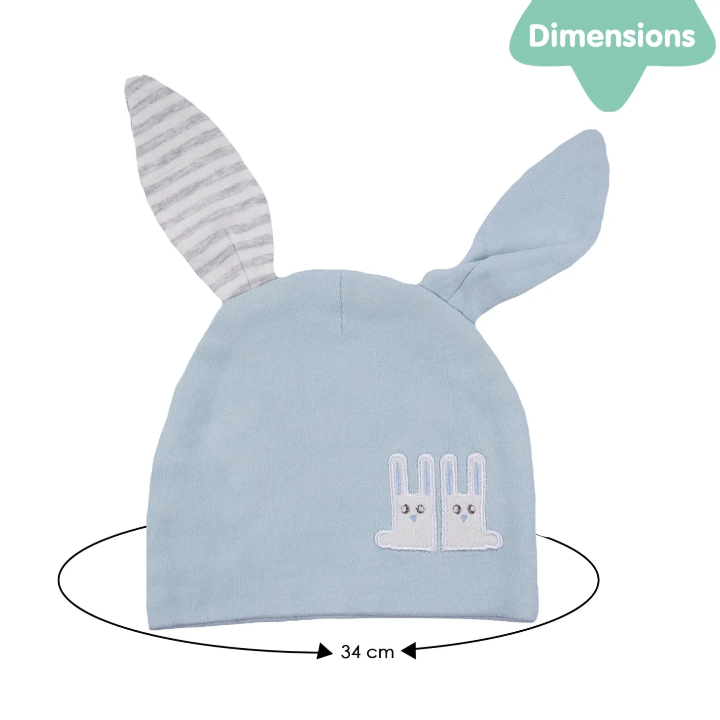Baby Moo Big Bunny Ears All Season Stretchable Hosiery Warm 3D Beanie Cap - Blue