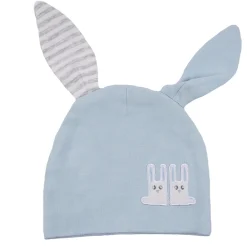 Baby Moo Big Bunny Ears All Season Stretchable Hosiery Warm 3D Beanie Cap - Blue