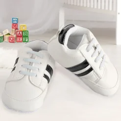 Baby Moo Black Stripes On White Sneakers