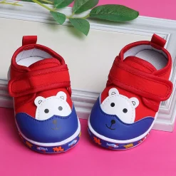 Baby Moo Blissful Bear Velcro Strap Anti-Skid Chu Chu Sound Sneakers - Red