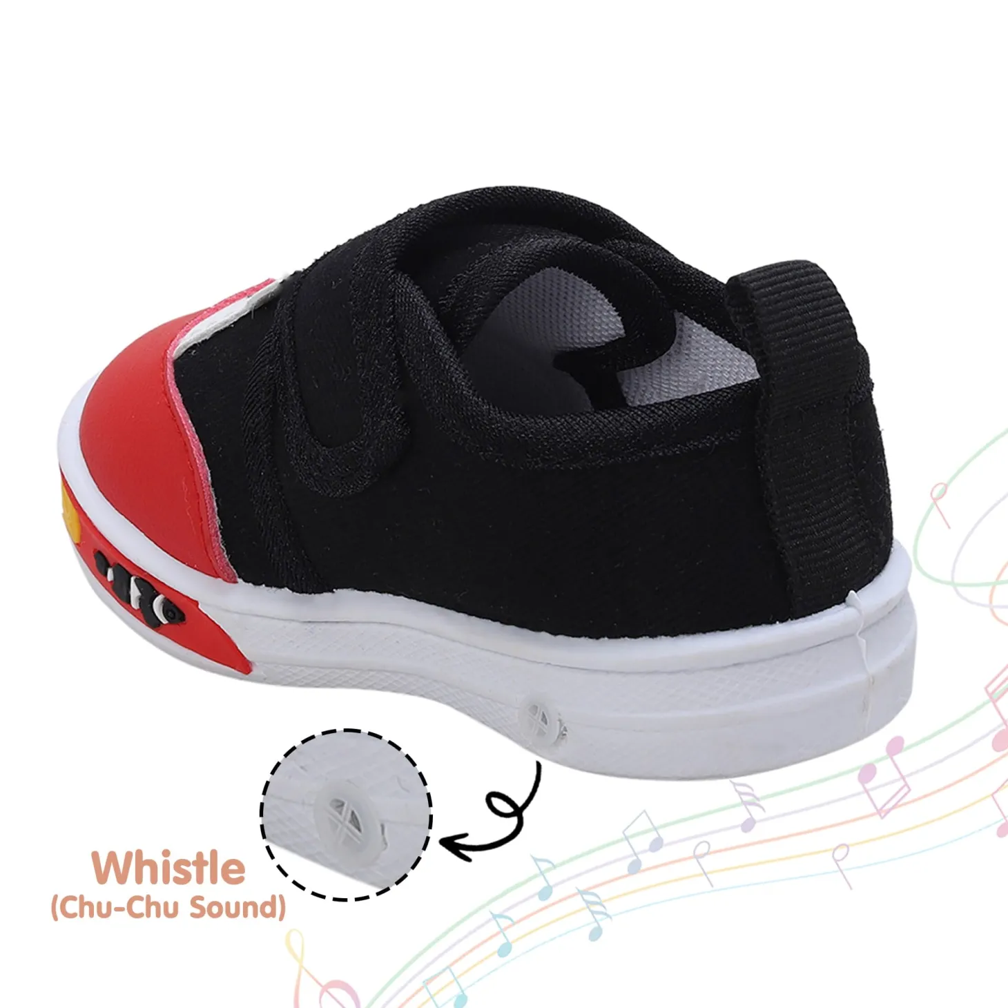 Baby Moo Blissful Bear Velcro Strap Anti-Skid Chu Chu Sound Sneakers - Black