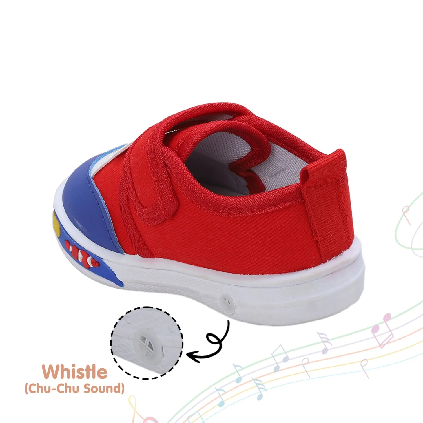 Baby Moo Blissful Bear Velcro Strap Anti-Skid Chu Chu Sound Sneakers - Red