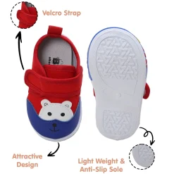 Baby Moo Blissful Bear Velcro Strap Anti-Skid Chu Chu Sound Sneakers - Red