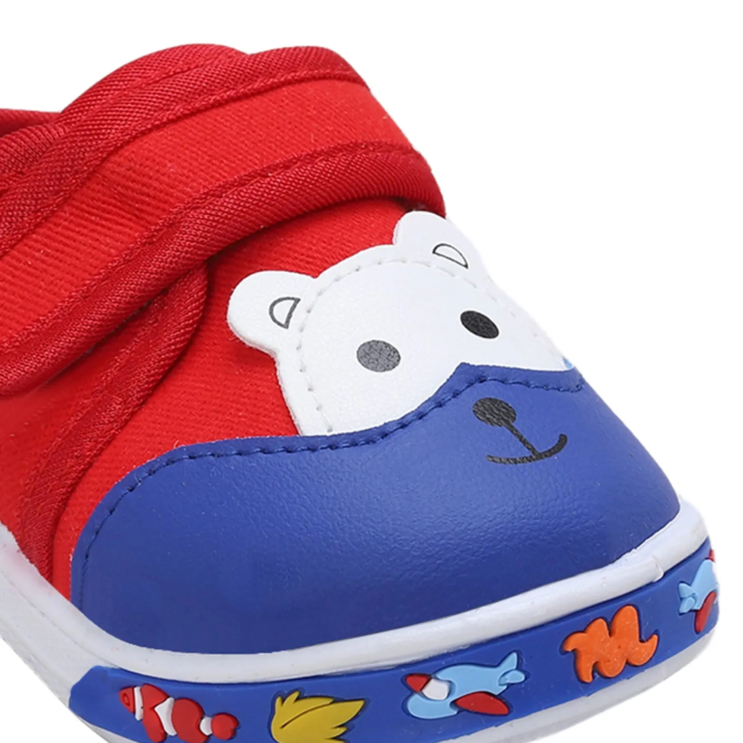 Baby Moo Blissful Bear Velcro Strap Anti-Skid Chu Chu Sound Sneakers - Red