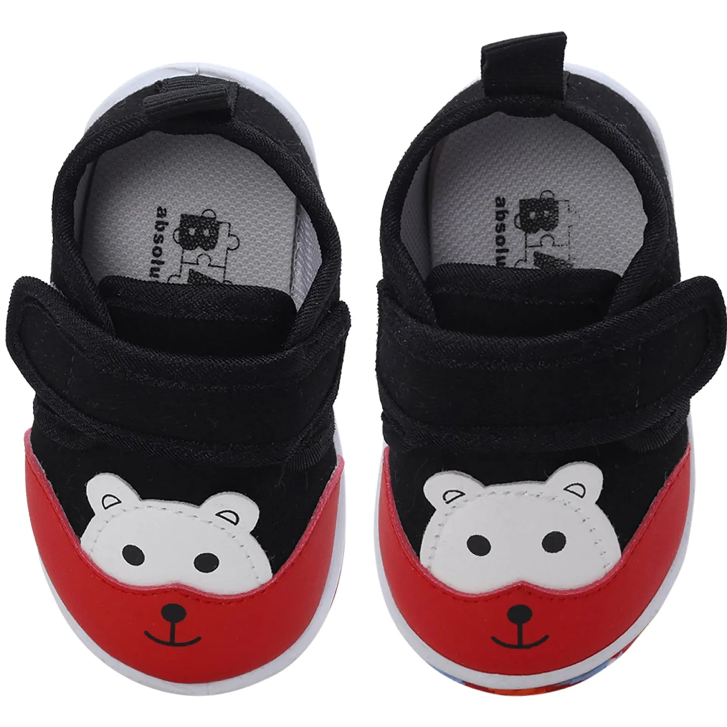Baby Moo Blissful Bear Velcro Strap Anti-Skid Chu Chu Sound Sneakers - Black