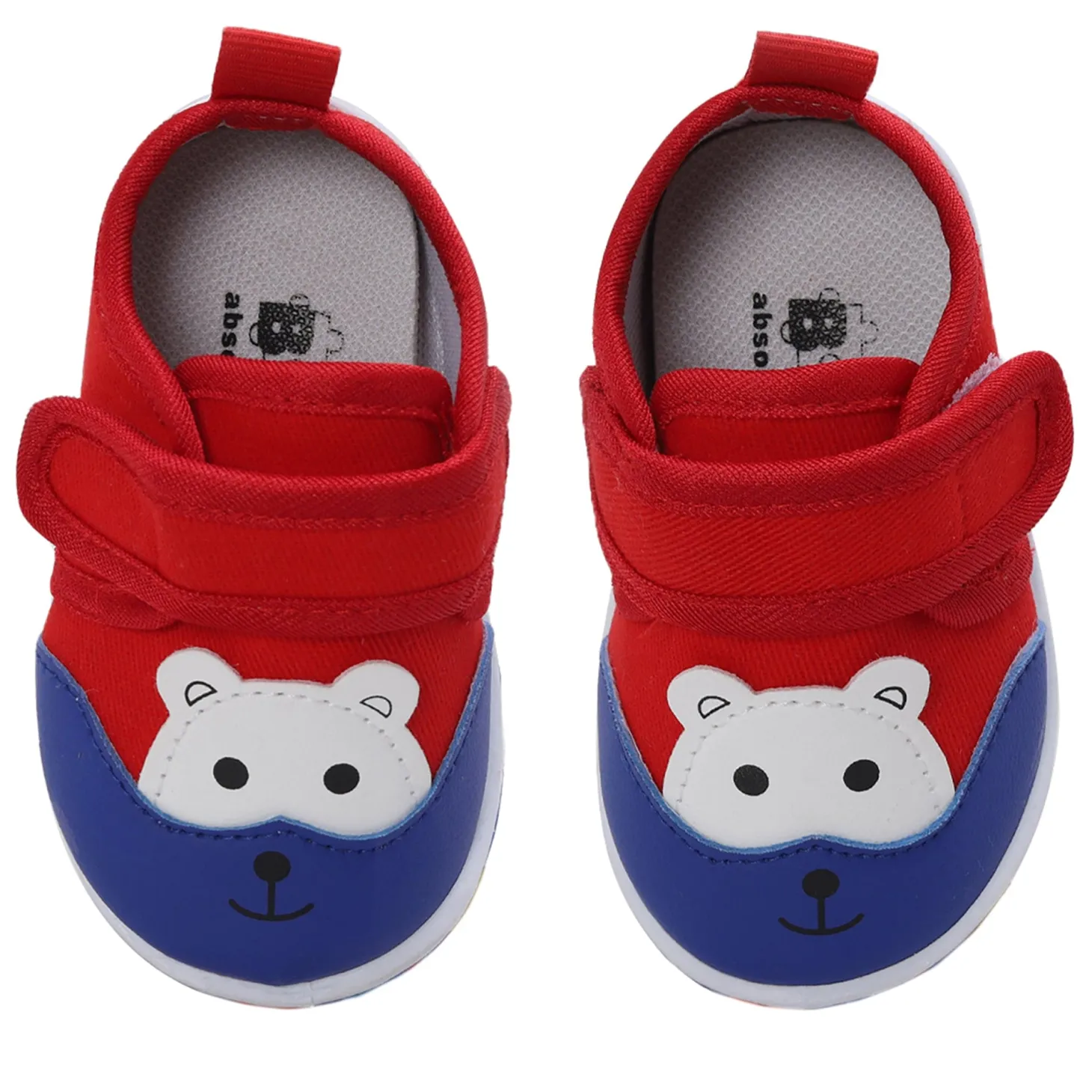 Baby Moo Blissful Bear Velcro Strap Anti-Skid Chu Chu Sound Sneakers - Red