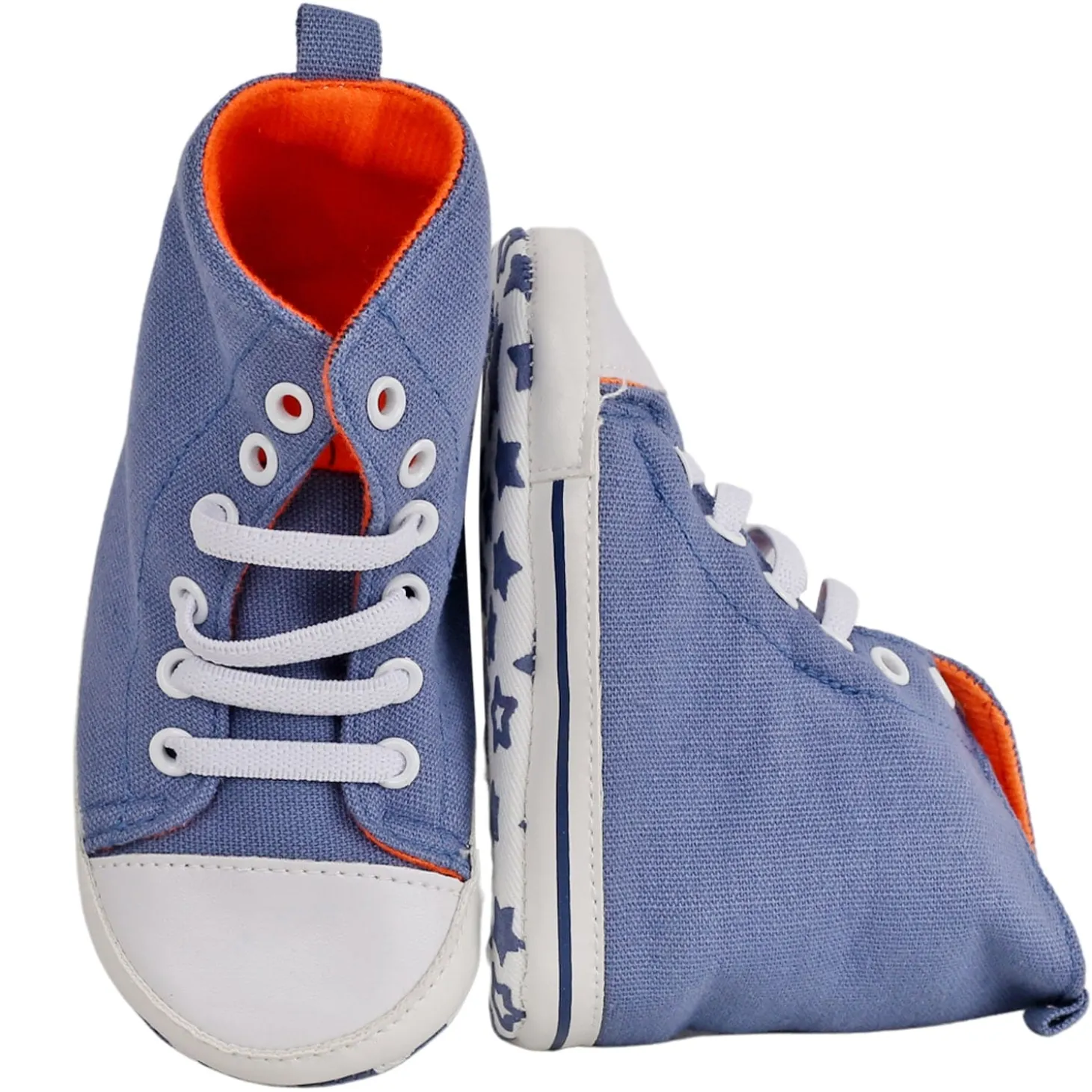 Baby Moo Blue High Top Booties