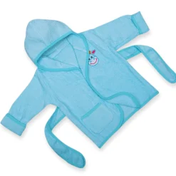 Baby Moo Blushing Cow Embroidered Half Sleeves Bathrobe - Turquoise