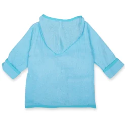 Baby Moo Blushing Cow Embroidered Half Sleeves Bathrobe - Turquoise