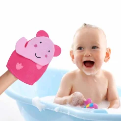 Baby Moo Blushing Elephant Bath Time Fun Hand Puppet Loofah Bath Glove - Pink