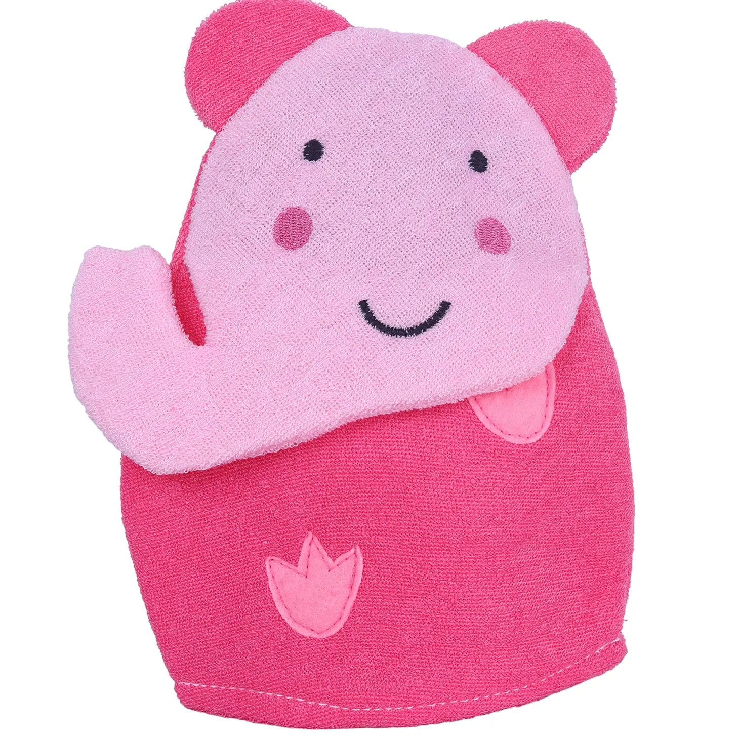 Baby Moo Blushing Elephant Bath Time Fun Hand Puppet Loofah Bath Glove - Pink