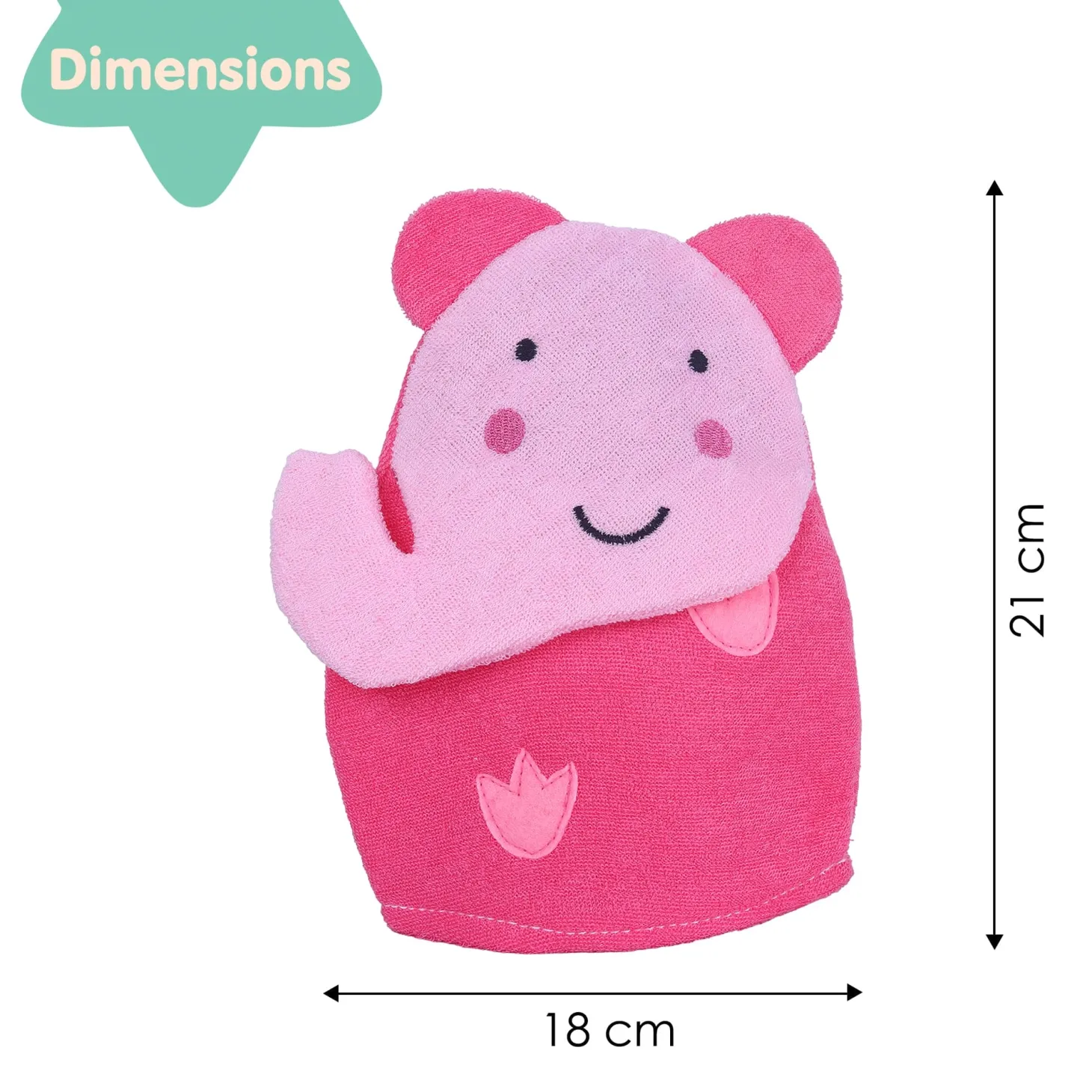 Baby Moo Blushing Elephant Bath Time Fun Hand Puppet Loofah Bath Glove - Pink