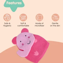 Baby Moo Blushing Elephant Bath Time Fun Hand Puppet Loofah Bath Glove - Pink